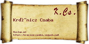 Kránicz Csaba névjegykártya