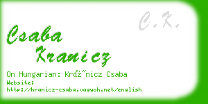 csaba kranicz business card